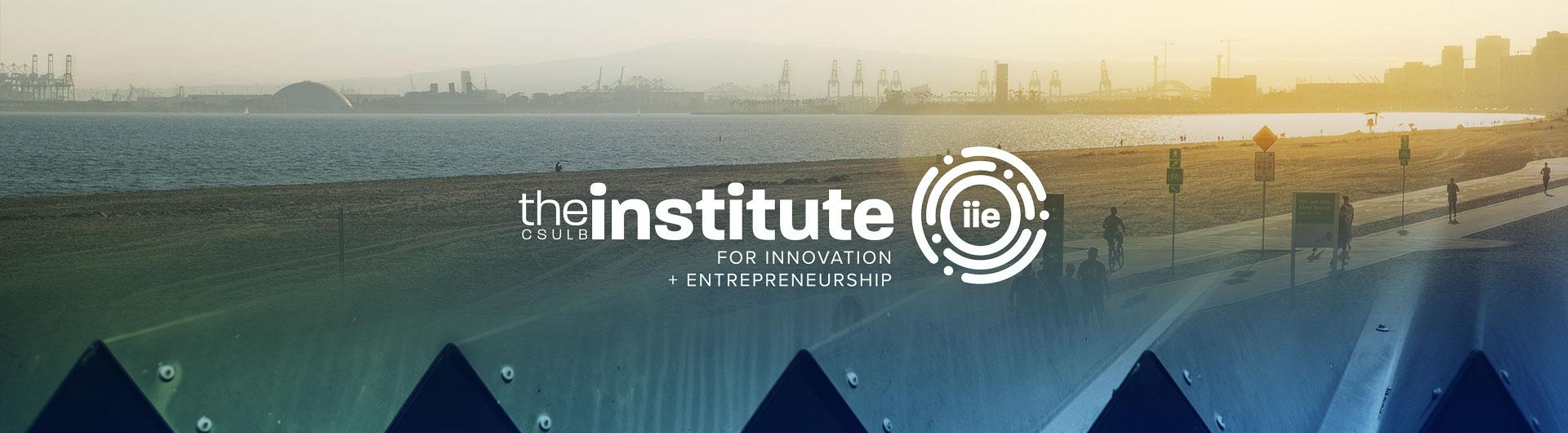 image of Long Beach with CSULB pyramids on the bottom of banner with the IIE logo in the center