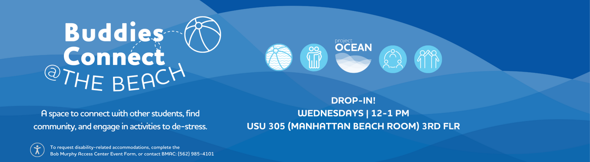 buddies connect at the beach on Wednesdays banner