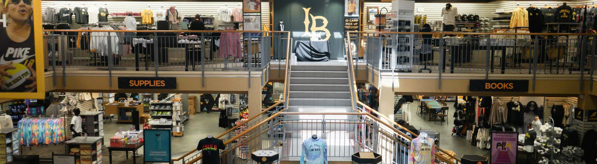 A photo of the whole University Bookstore from the second floor.