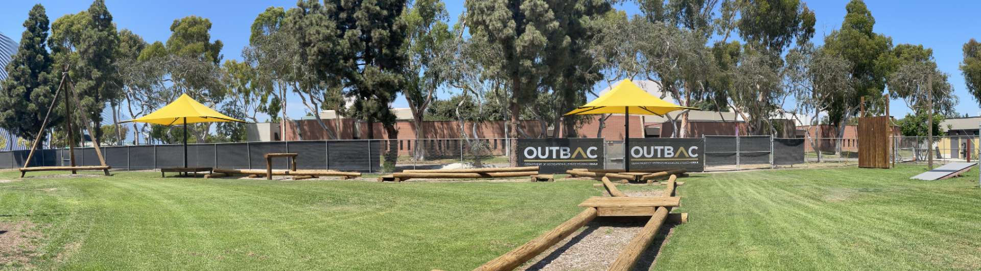 Grassy area with umbrellas