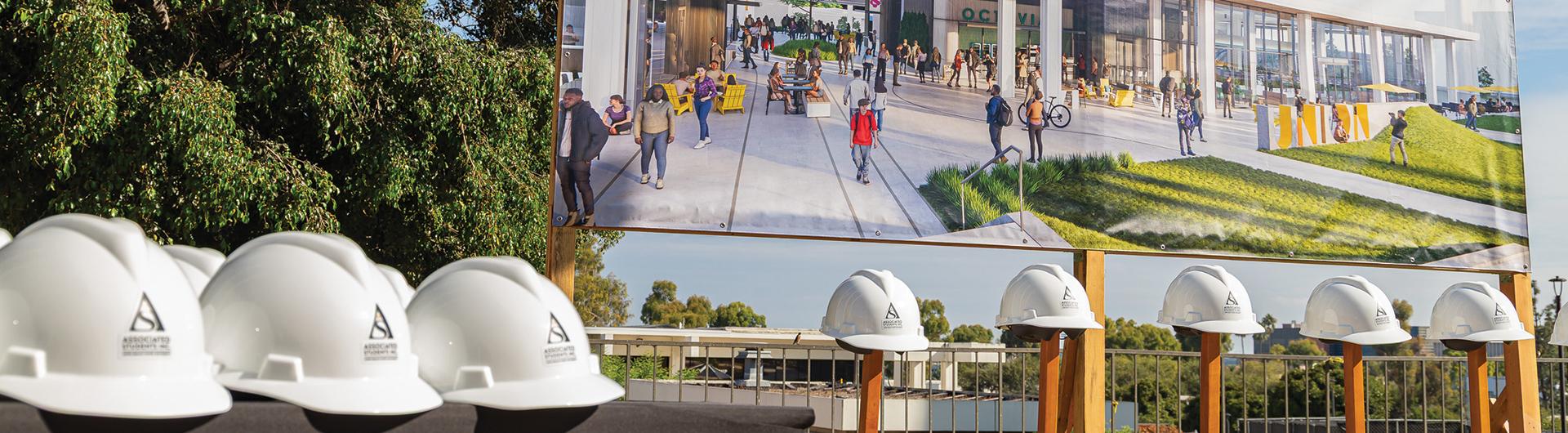 Hard hats at Future U Groundbreaking