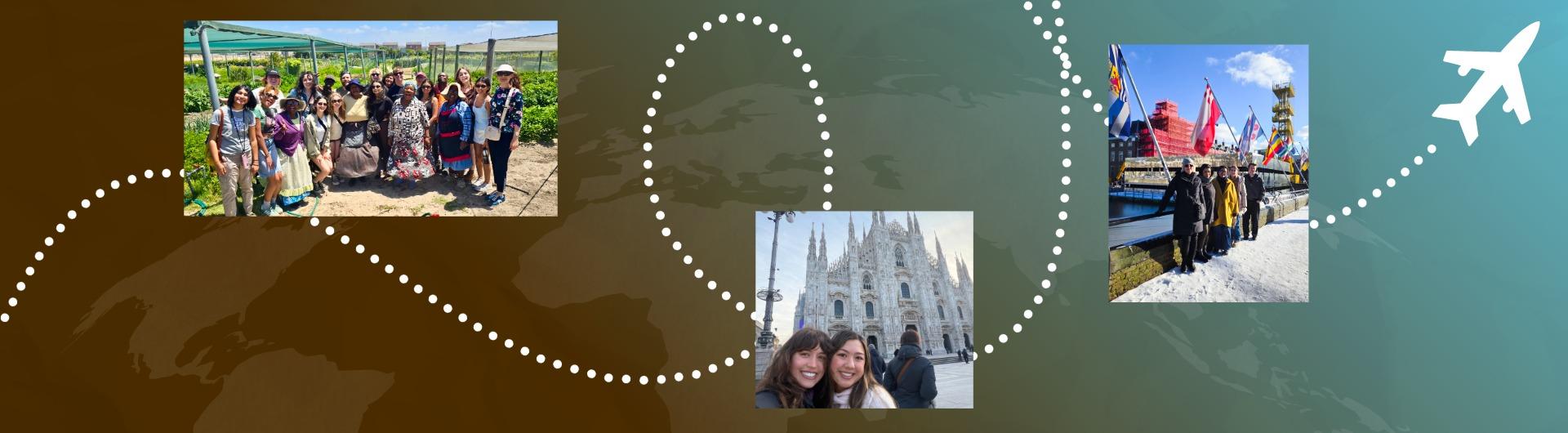 A graphic with three photos of CSULB students abroad