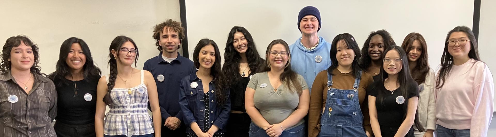students standing in a row