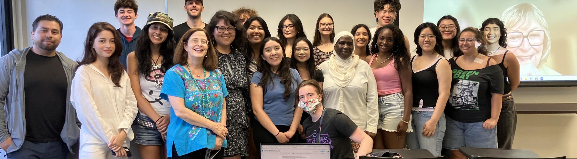 students and professors in a group