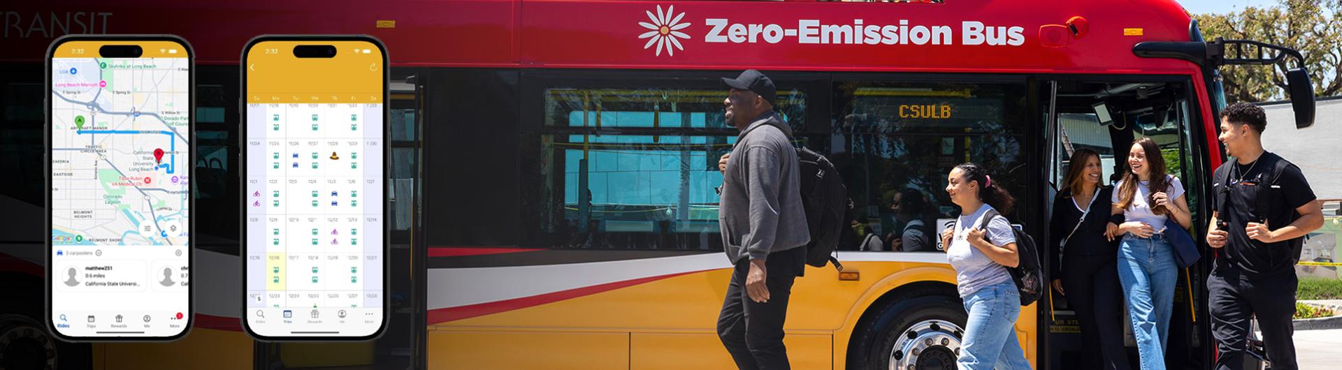 Students exiting a bus
