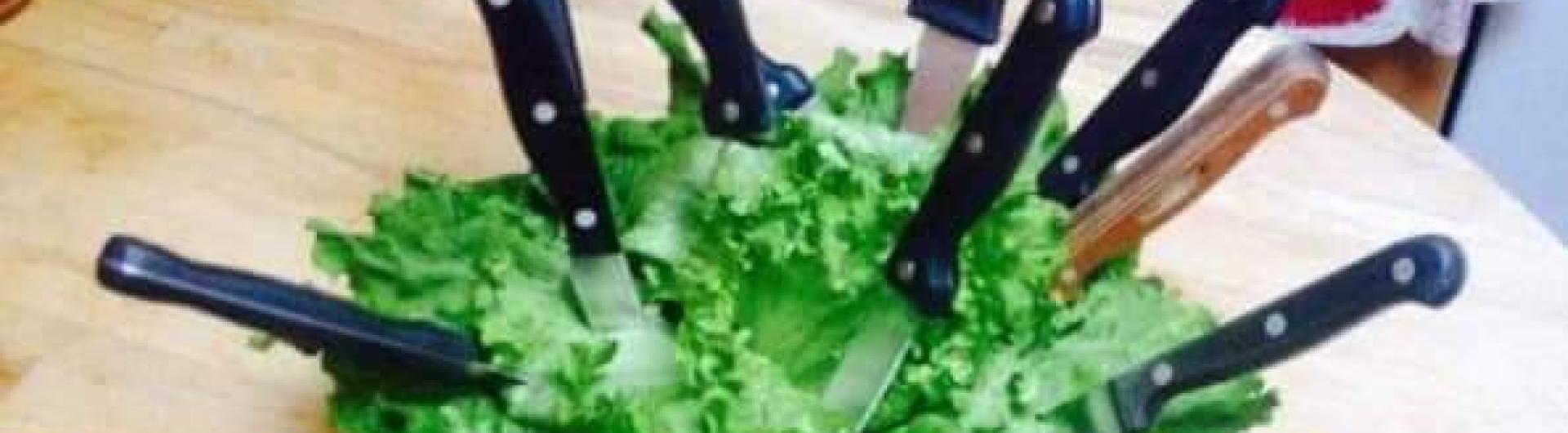 salad with knives in it