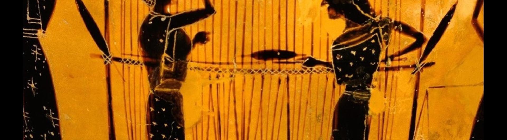 greek vase with women weaving