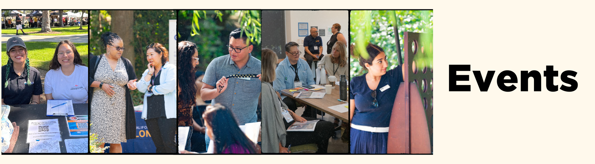 CCE Events page, images of students and community members talking to one another