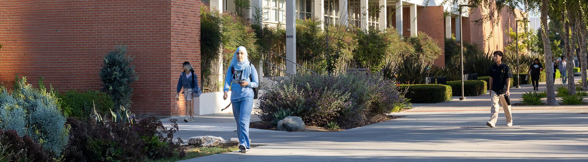 students walking on campus