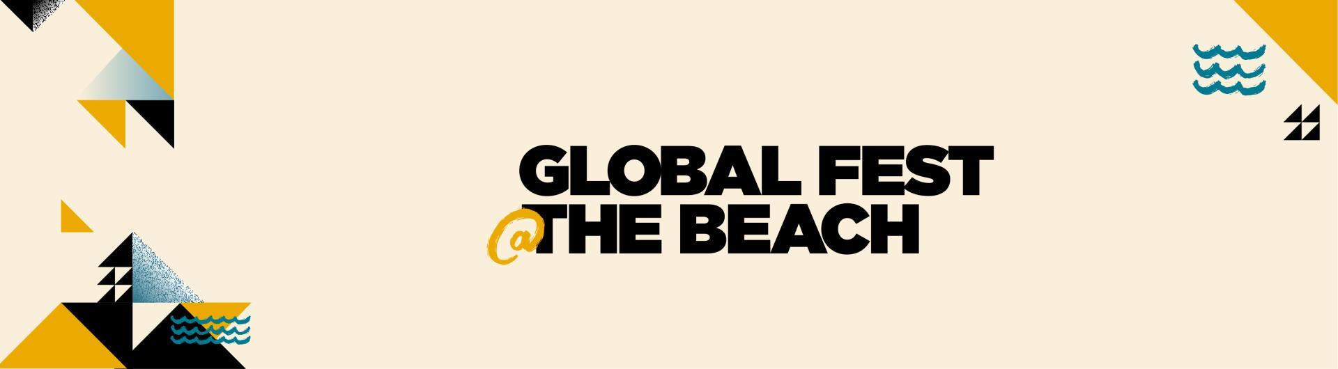 Global Fest @The Beach Logo with pyramid patterned background