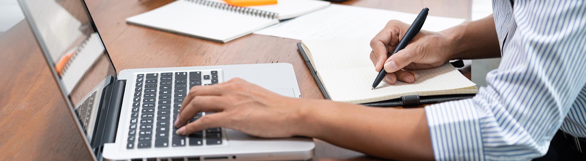 person using laptop