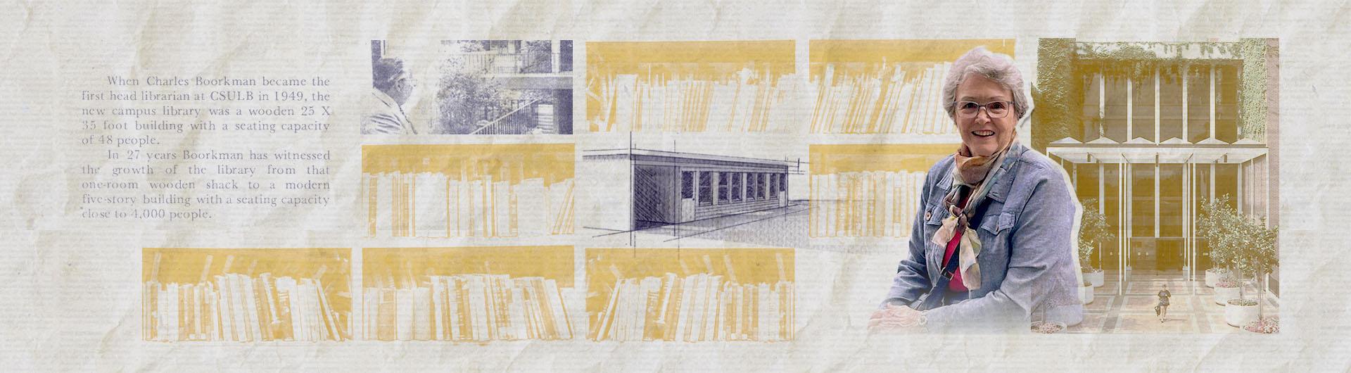 Jo Anne Boorkman, right, with old images of University Library