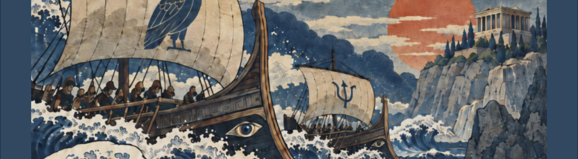 ships on the sea in japanese style