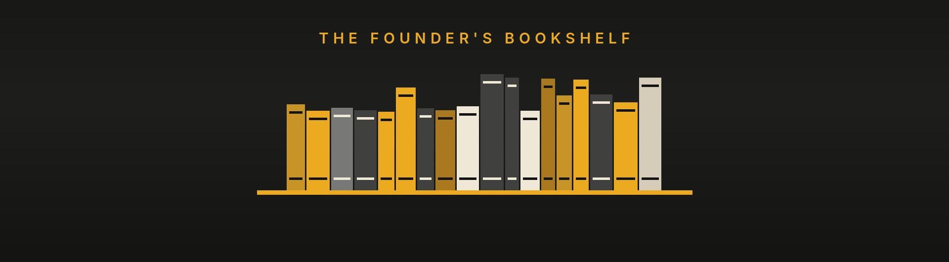 The Founder's Bookshelf: illustrated row of book spines on a shelf