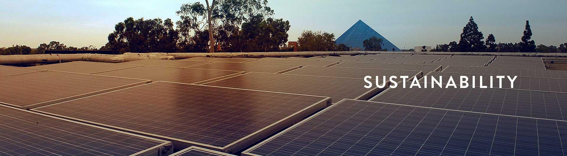Brotman Hall rooftop showing solar panels for Sustainability