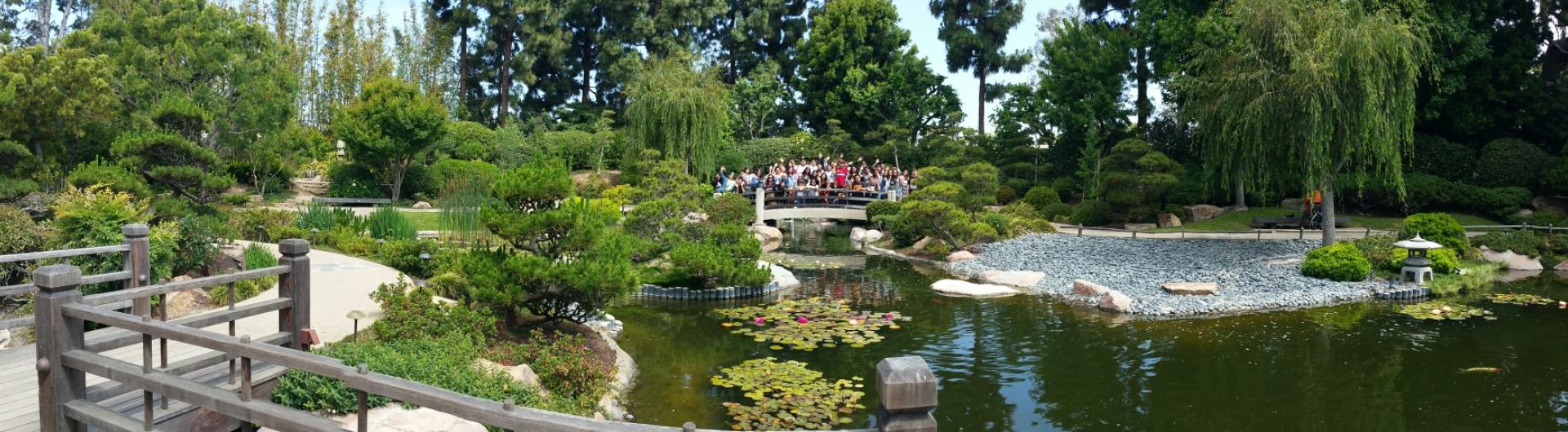 A school group visits the Japanese Garden