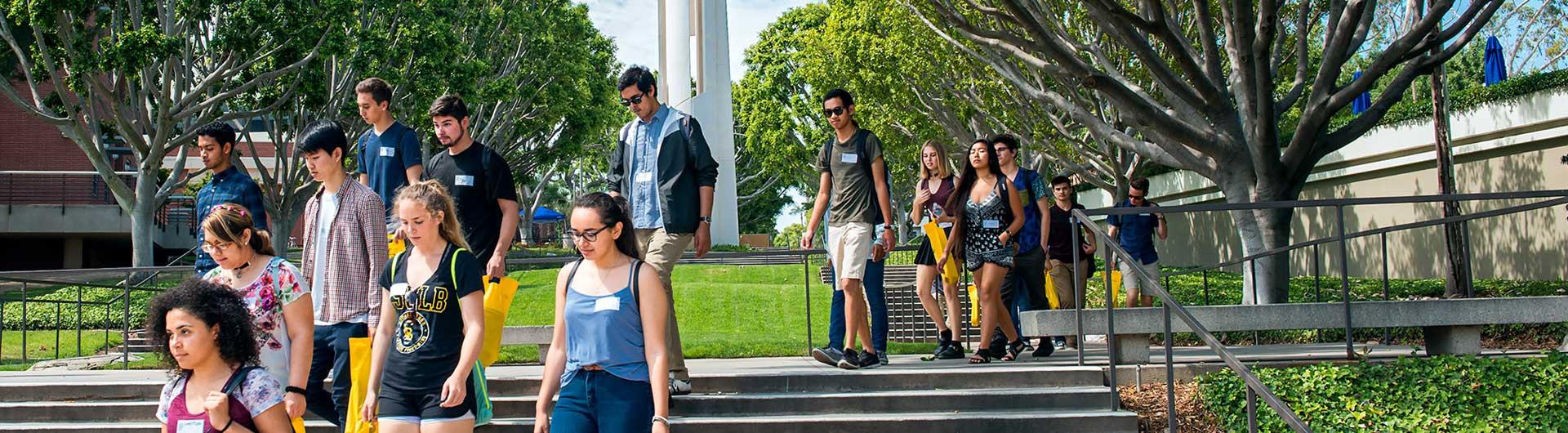 students walking on campus