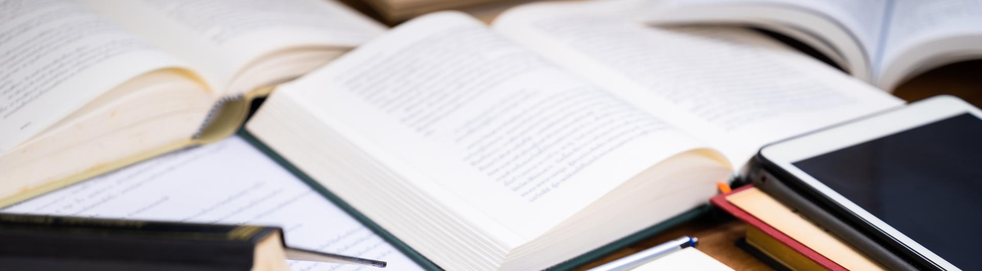 Open book on table