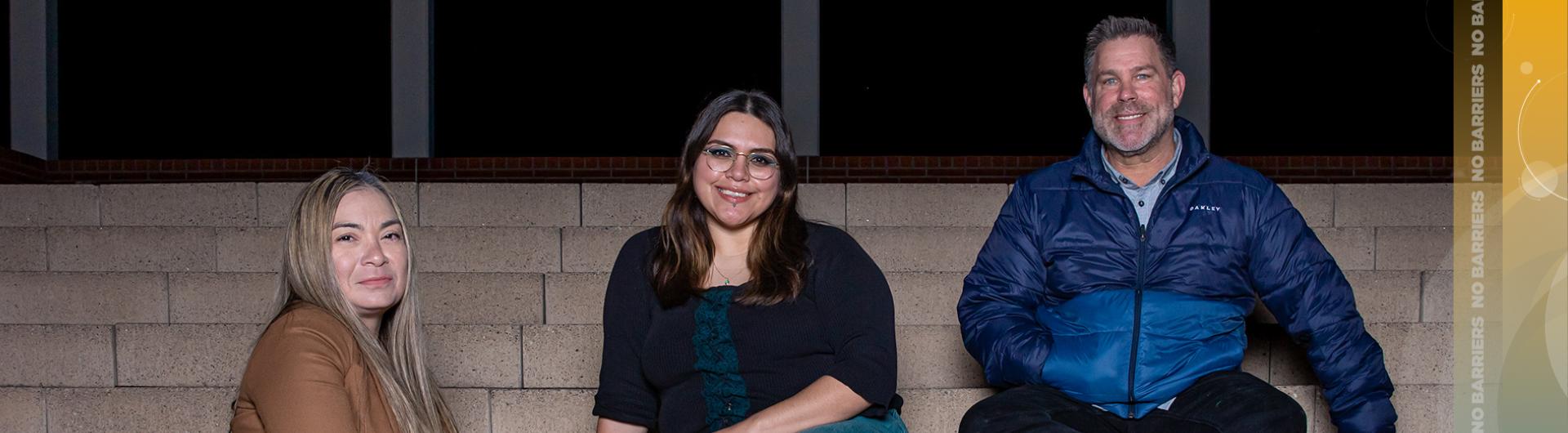 Social work students Rocio Becerra, Kimberly Fernandez and Brent Mayhew