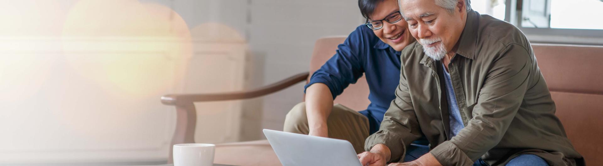 Old man on a laptop