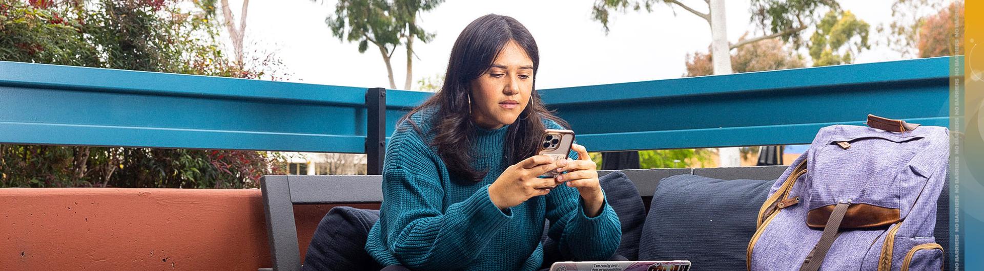 Female student on her phone