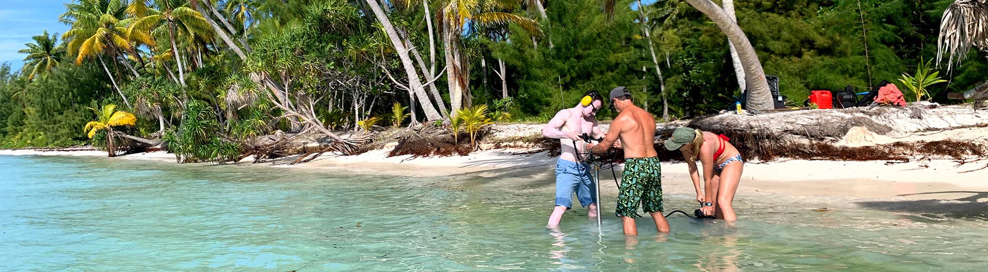 Matt Becker coring on Tetiaroa