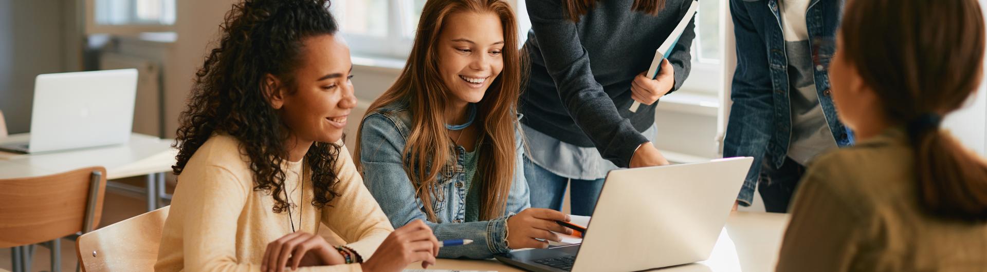 students at table