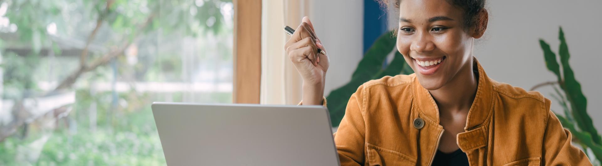 student on a computer