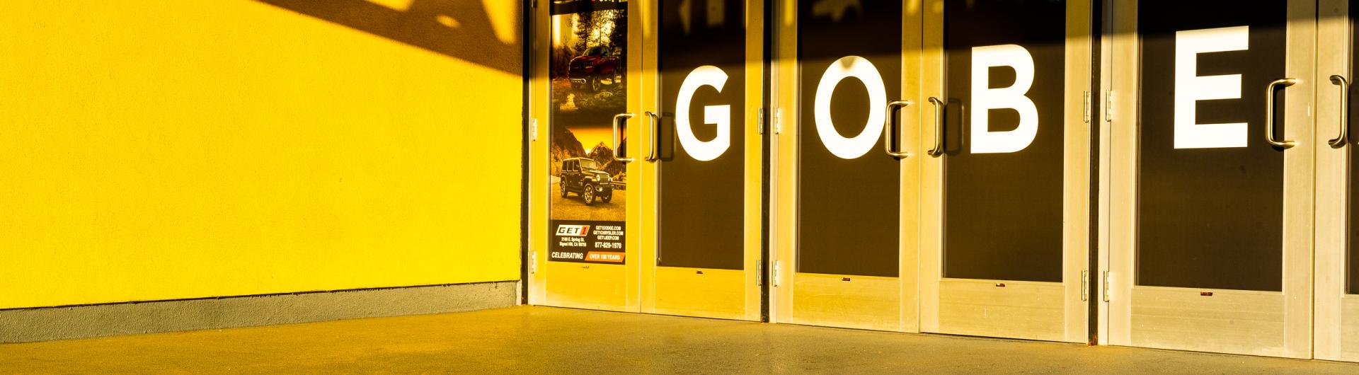 yellow enterance at walter pyramid