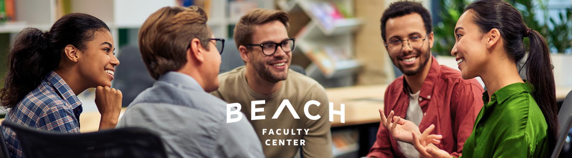 Faculty Center Banner, people talking