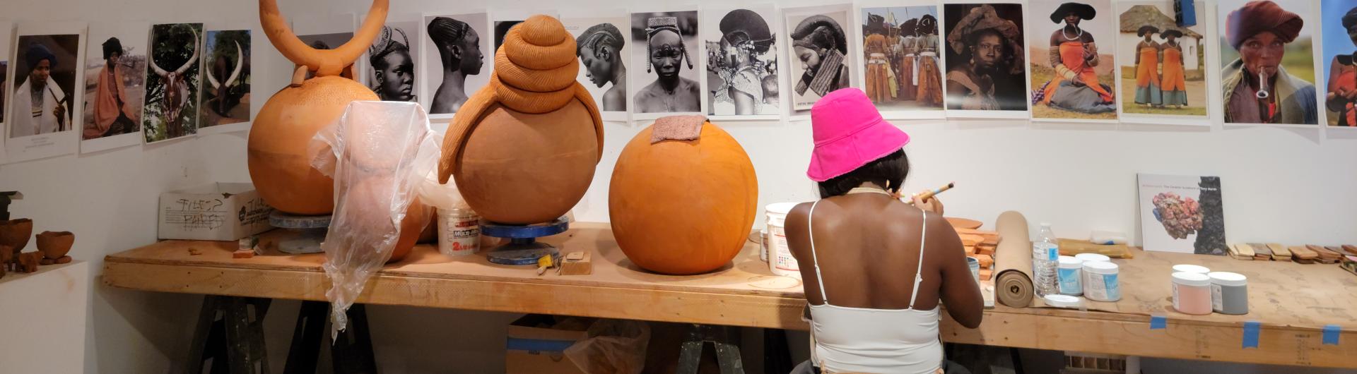 Zizipho Poswa working during her residency at CCC