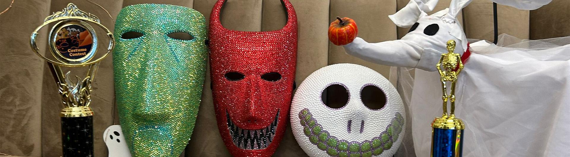 halloween masks and trophies