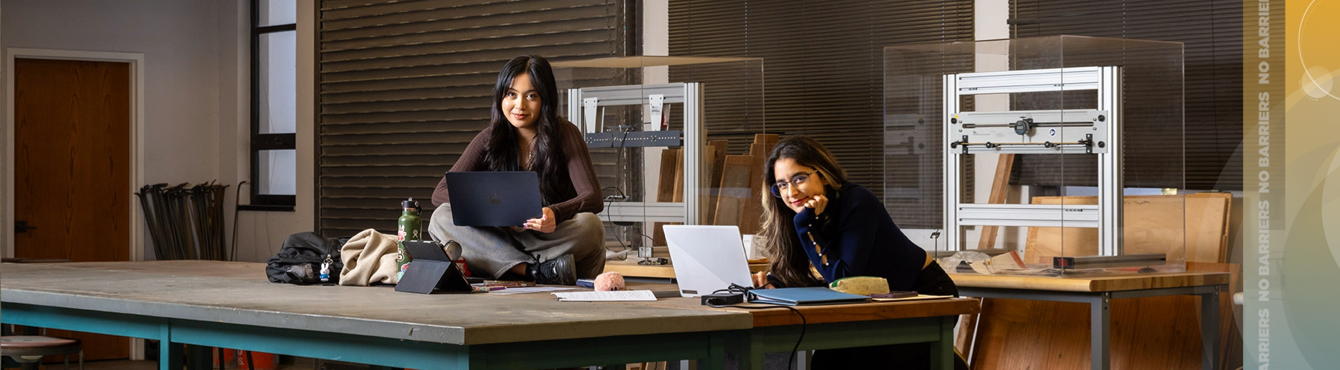 Engineering students Madison Fabella and Fozhan Ghamsari 