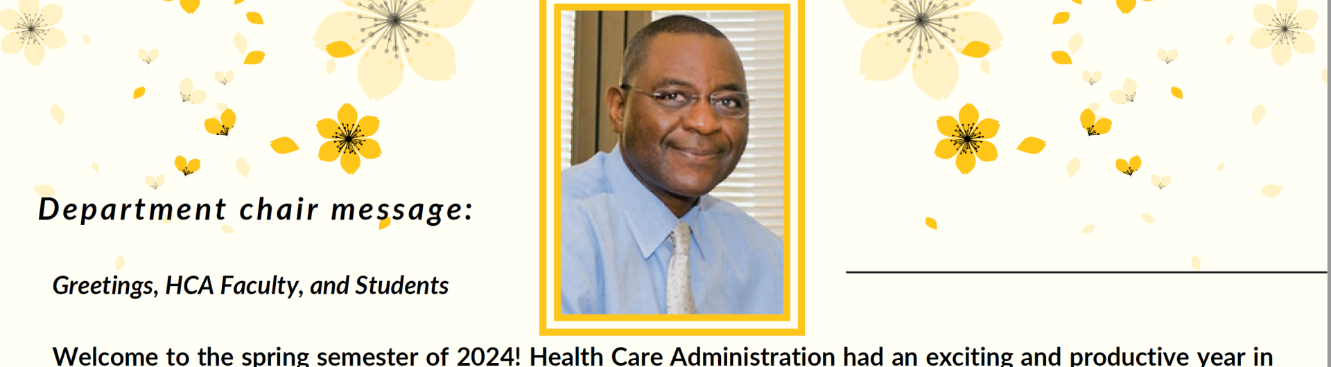 Health care administration picture with newsletter text