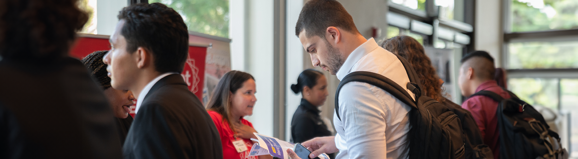 Students interacting with the staff and exploring the career opportunities