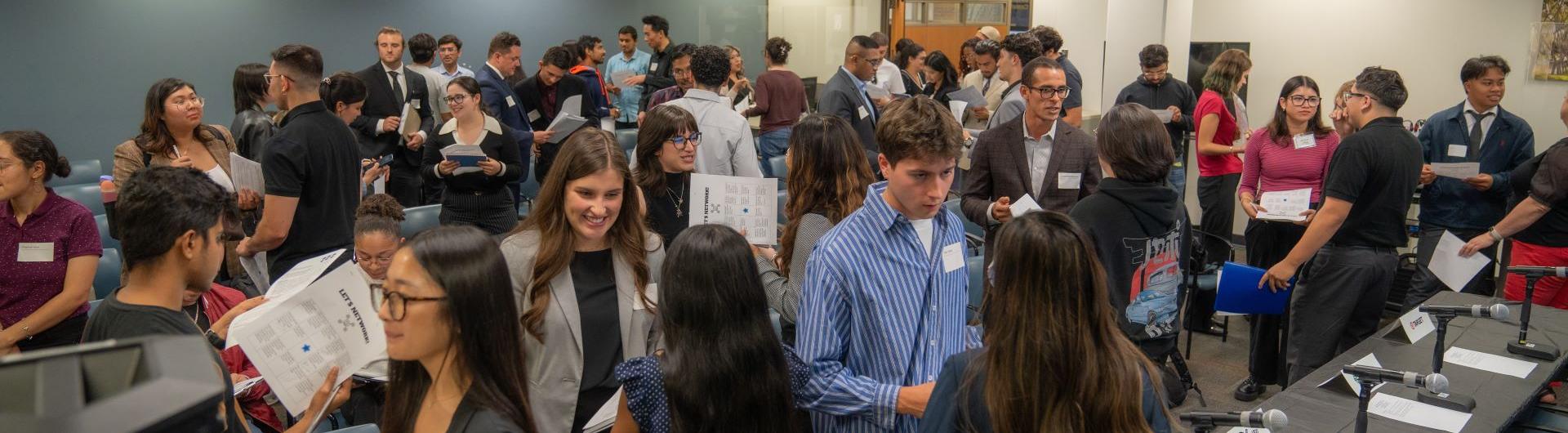 College of Business Students at Career Development Center Employer Panel Event Networking