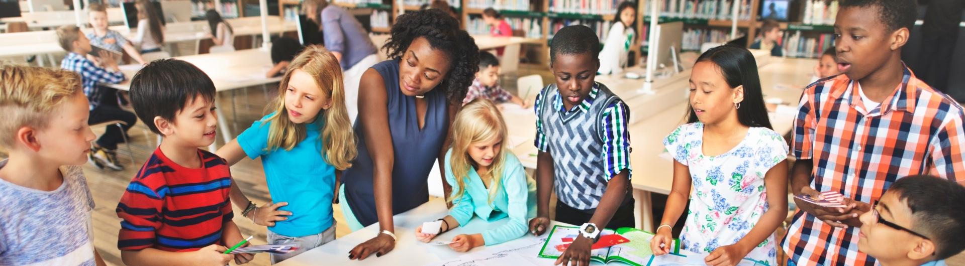 A teacher with students