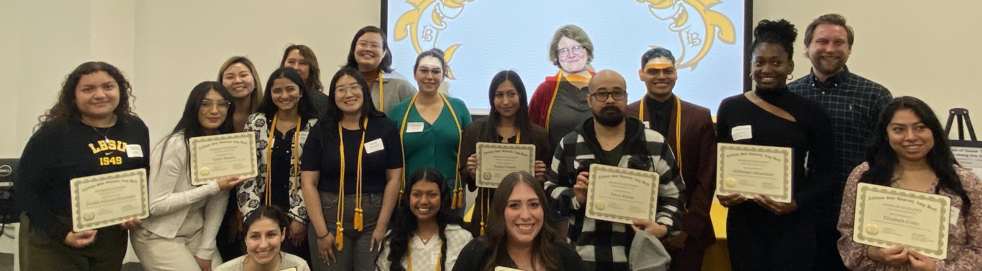 The awardees for both the 2023-2024 and 2024-2025 Graduate Fellowship pose for a picture