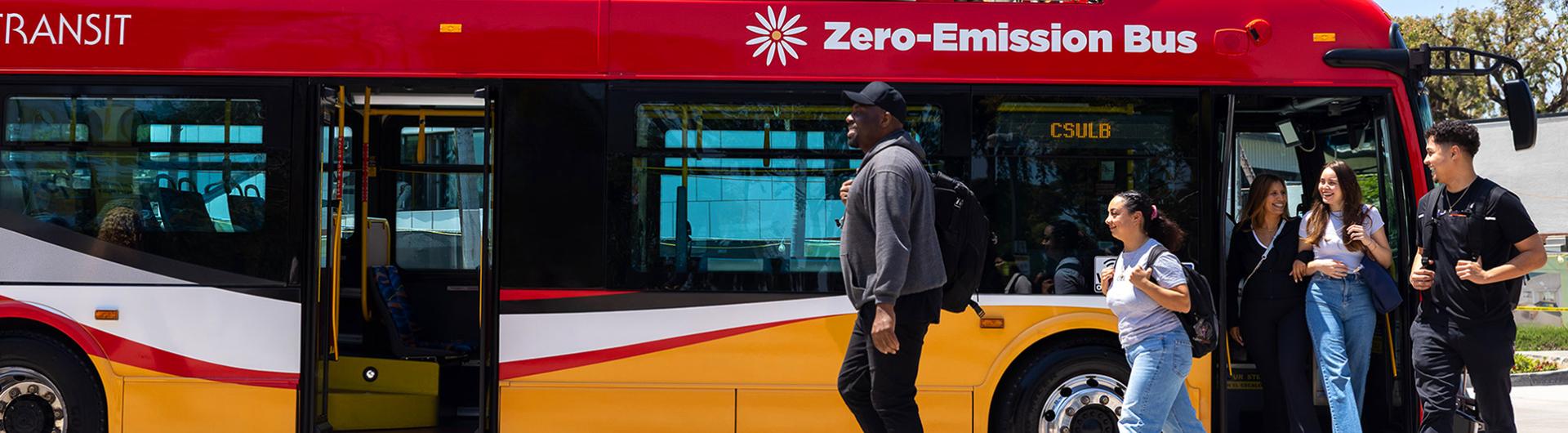 Students exiting a bus