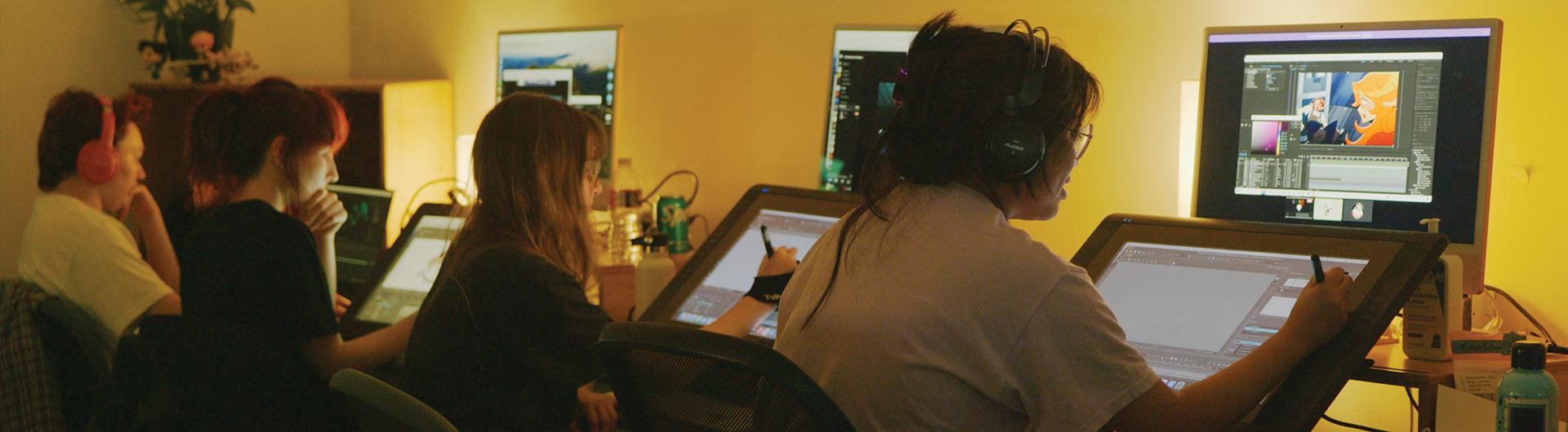 Animation students at CSULB working on computers