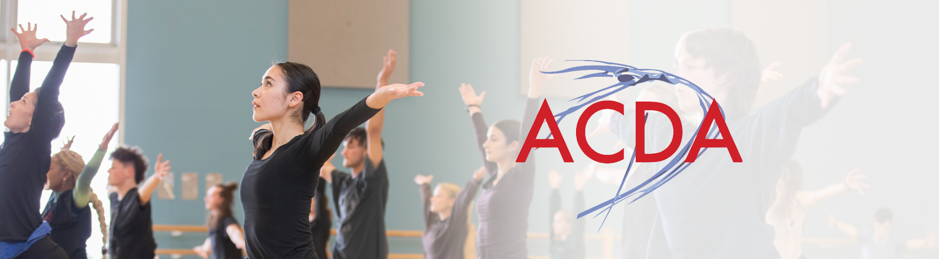 Banner image of dancers in a studio with ACDA logo on the right