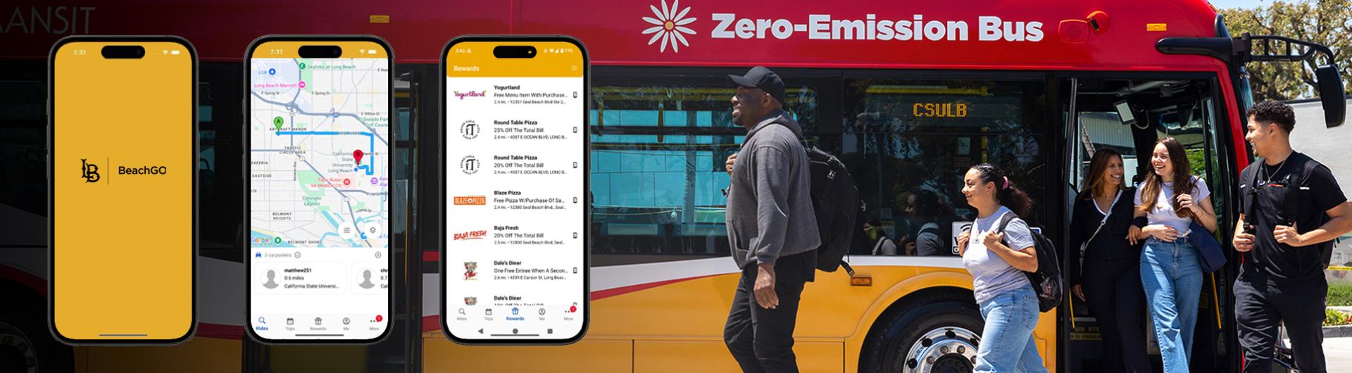 Students exiting a city bus