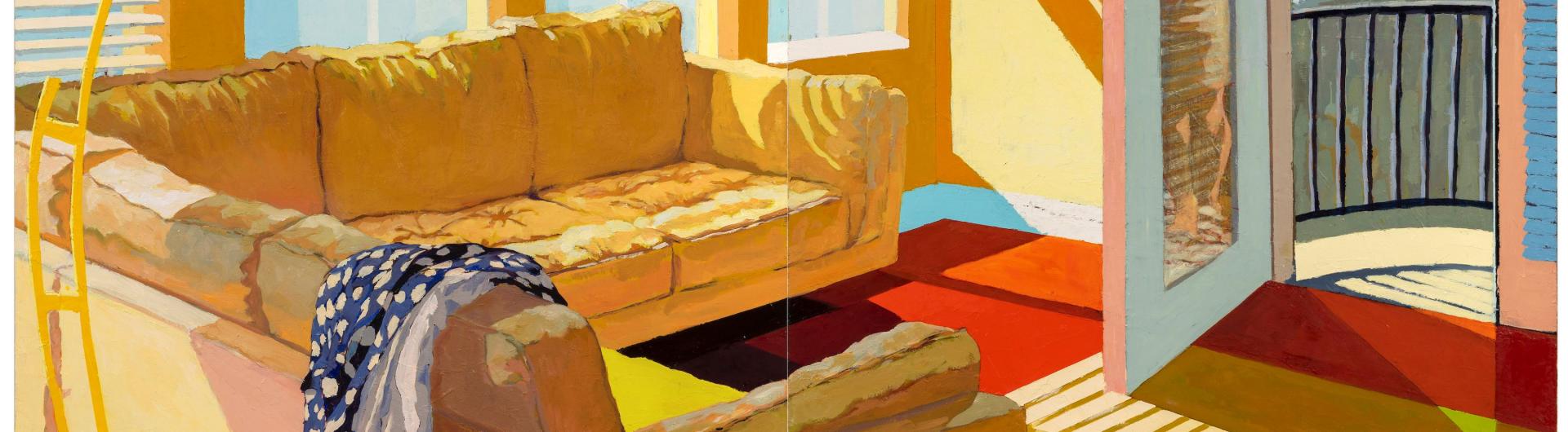 Yellow room with couch