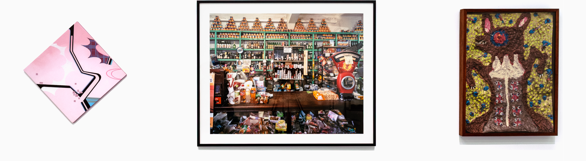 Installation Photography at Carolyn Campagna Kleefeld Contemporary Art Museum, 2025. Works by: Phillip Argent, Guillermo Srodek-Hart, and Mark Milloff.