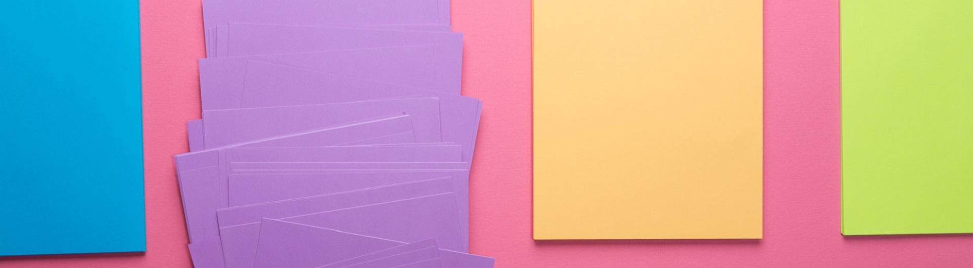stacks of colored paper
