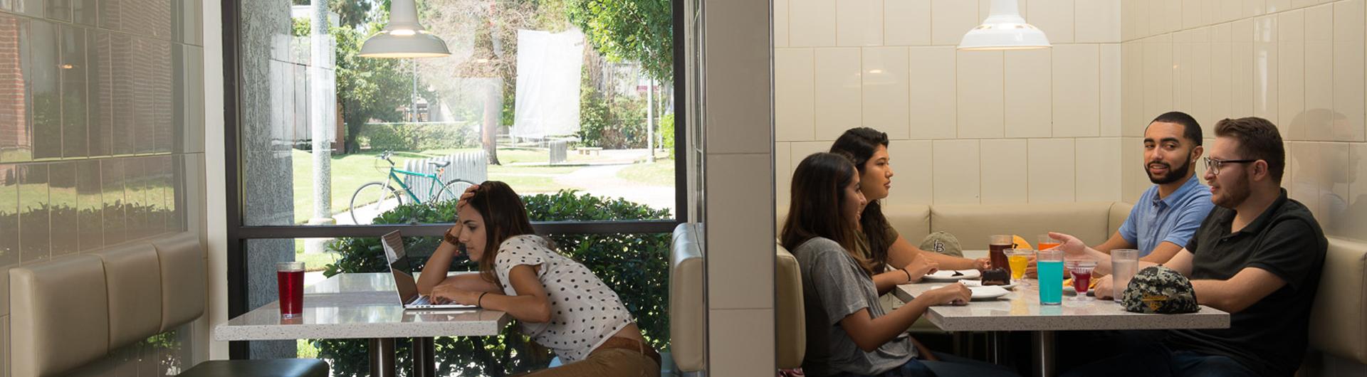 students eating at parkside dining hall