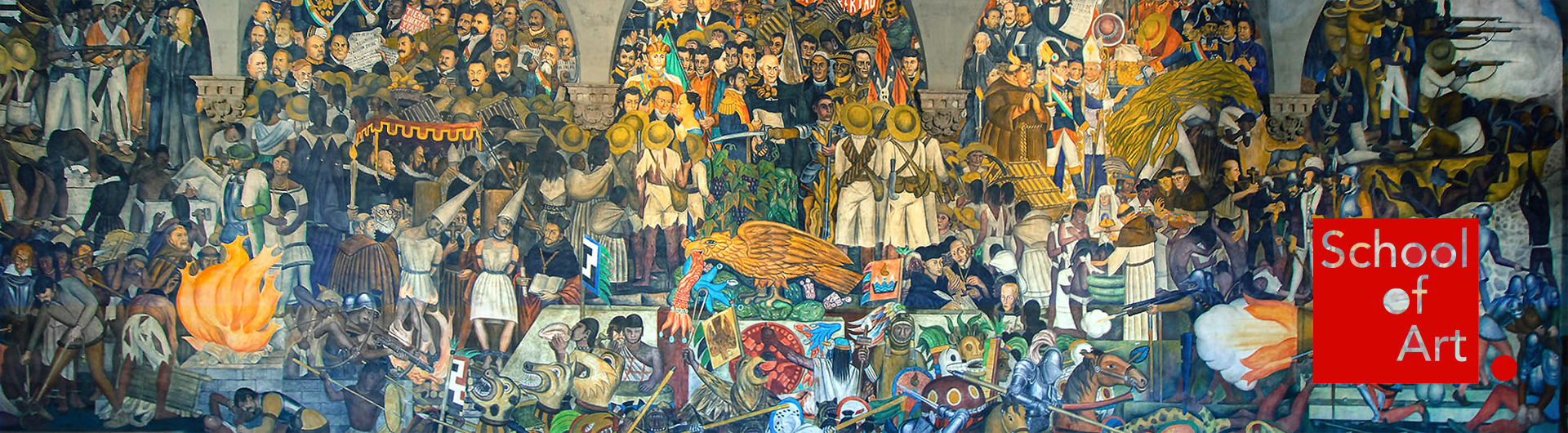 Large fresco on a wall by Mexican artist Diego Rivera