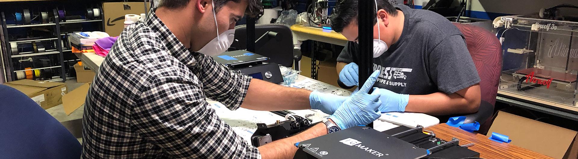 students working on face shields