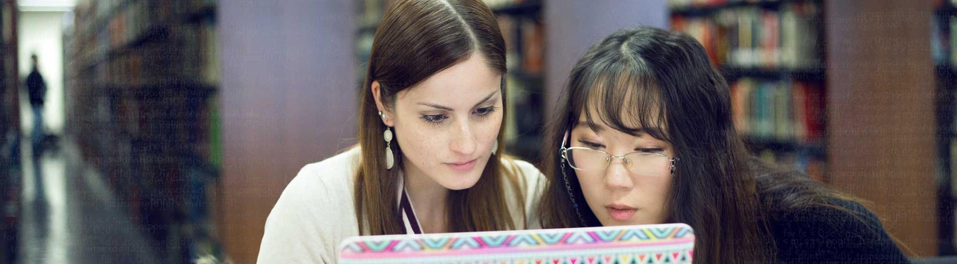 Students gaze at laptop screen