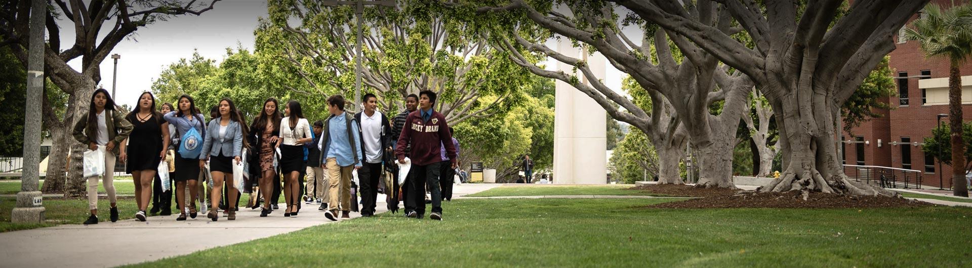 Students walking on campus 